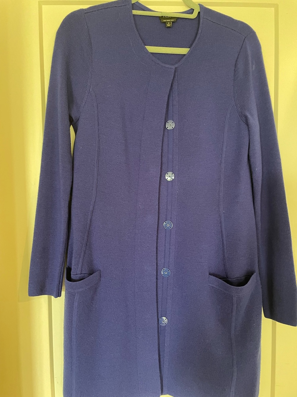 Talbots Long Sleeve Merino snap closure Front Cardigan - Sapphire blue